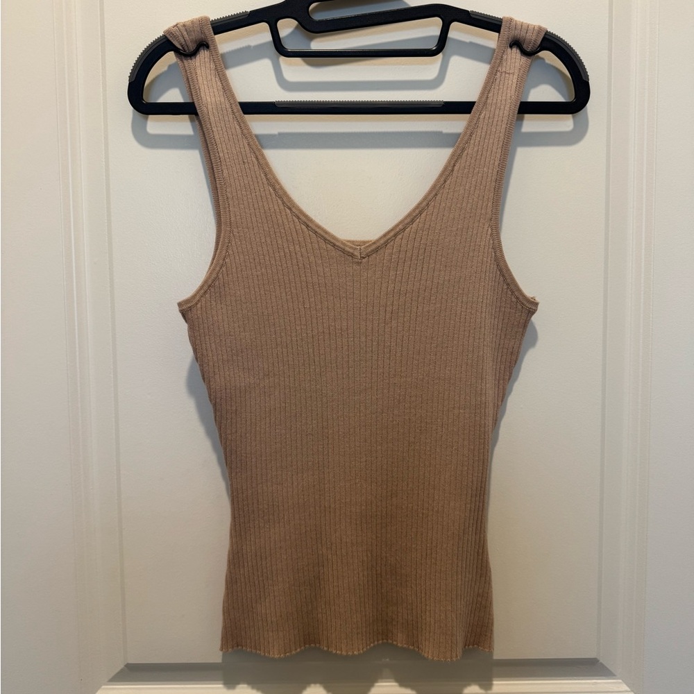 Ribbed Tan Sleeveless Top